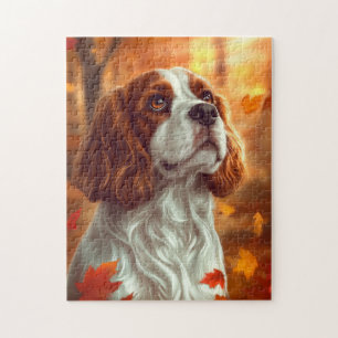 Cavalier King Charles Spaniel in Autumn Jigsaw Puzzle