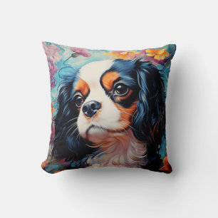 Cavalier King Charles Spaniel in flowers Cushion