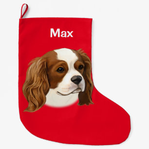 Cavalier King Charles Spaniel in Portrait Large Christmas Stocking