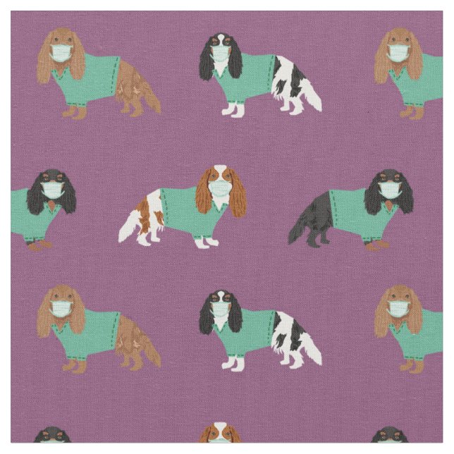 Cavalier King Charles Spaniel in scrubs Fabric (Close Up)