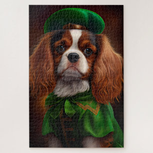 Cavalier King Charles Spaniel in St. Patrick's Day Jigsaw Puzzle