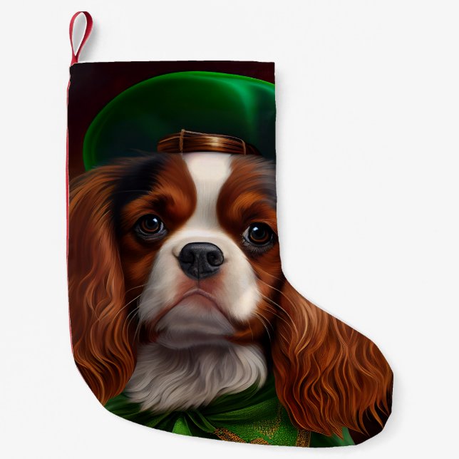 Cavalier King Charles Spaniel in St. Patrick's Day Small Christmas Stocking (Front)