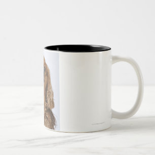 Cavalier King Charles Spaniel looking up Two-Tone Coffee Mug