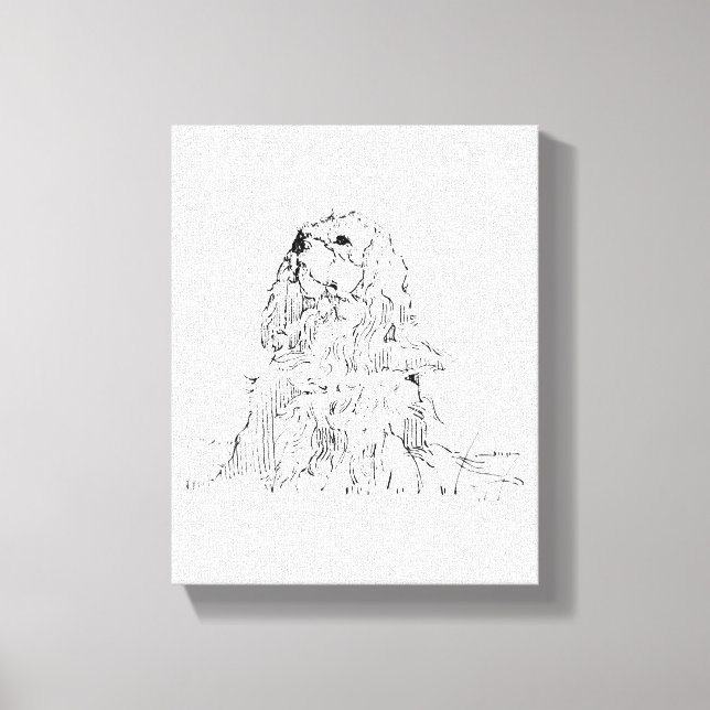 Cavalier King Charles Spaniel, Minimalist Art Canvas Print (Front)