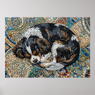 Cavalier King Charles Spaniel Mosaic Mandala Poste Poster