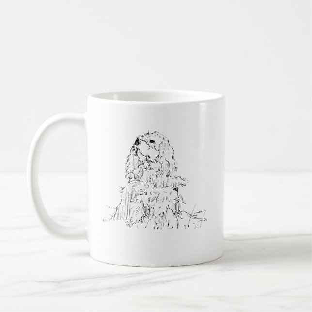 Cavalier King Charles Spaniel Mug, Minimalist Ink  Coffee Mug (Left)