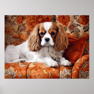 Cavalier King Charles Spaniel on the Sofa Poster