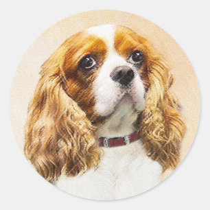 Cavalier King Charles Spaniel Original Painting Classic Round Sticker