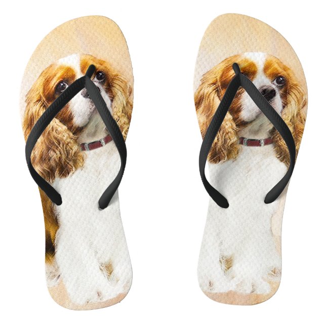 Cavalier King Charles Spaniel Original Painting Flip Flops (Footbed)