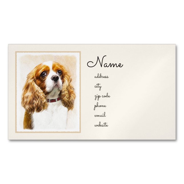Cavalier King Charles Spaniel Original Painting Magnetic Business Card (Front)