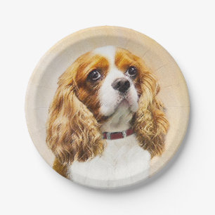 Cavalier King Charles Spaniel Original Painting Paper Plate
