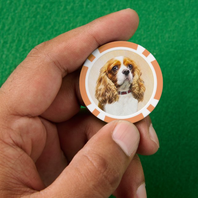 Cavalier King Charles Spaniel Original Painting Poker Chips (Hand)