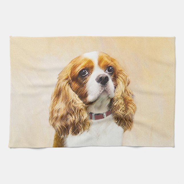 Cavalier King Charles Spaniel Original Painting Tea Towel (Horizontal)