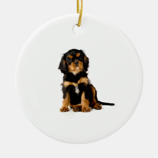 Cavalier King Charles Spaniel Ornament Black & Tan (Front)
