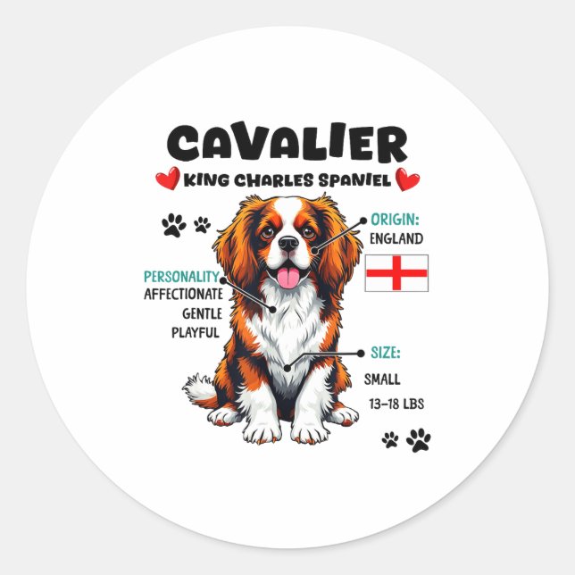 Cavalier King Charles Spaniel Owner Funny Dog Love Classic Round Sticker (Front)