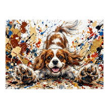 Cavalier King Charles Spaniel Paint Splatter Art P
