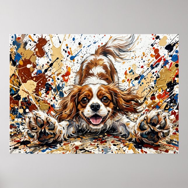 Cavalier King Charles Spaniel Paint Splatter Art P Poster (Front)