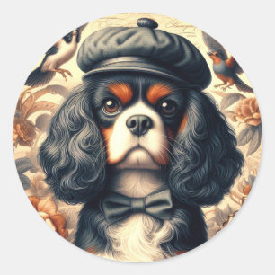 Cavalier King Charles Spaniel Painting Classic Round Sticker