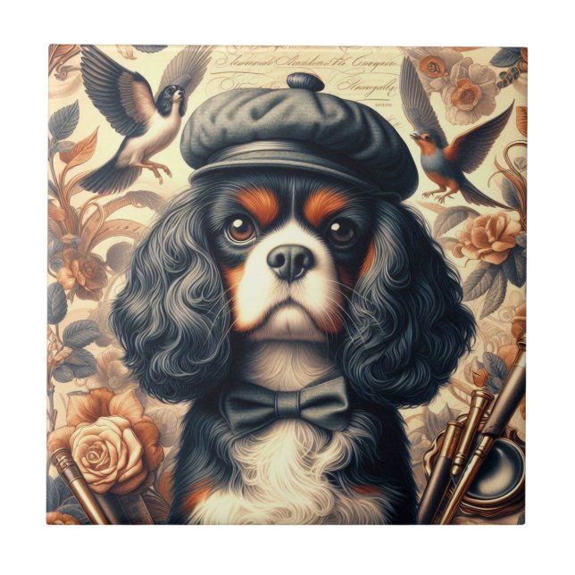Cavalier King Charles Spaniel Painting Tile (Front)