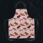 Cavalier King Charles Spaniel Paws and Bones Apron<br><div class="desc">Cute Cavalier King Charles Spaniel with black,  brown and white coats with scattered dog bones and pawprints pattern.</div>
