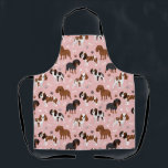 Cavalier King Charles Spaniel Paws and Bones Apron<br><div class="desc">Cute Cavalier King Charles Spaniel with black,  brown and white coats with scattered dog bones and pawprints pattern.</div>