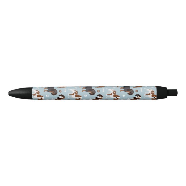 Cavalier King Charles Spaniel Paws and Bones Black Ink Pen (Front)