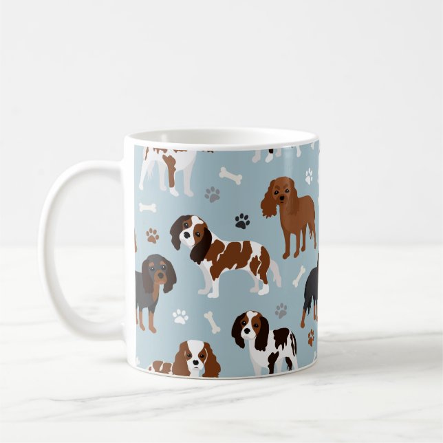 Cavalier King Charles Spaniel Paws and Bones Coffee Mug (Left)