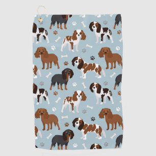 Cavalier King Charles Spaniel Paws and Bones Golf Towel