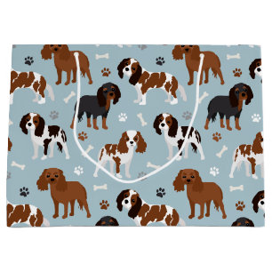 Cavalier King Charles Spaniel Paws and Bones Large Gift Bag