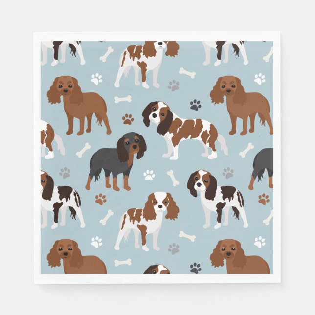 Cavalier King Charles Spaniel Paws and Bones Napkin (Front)