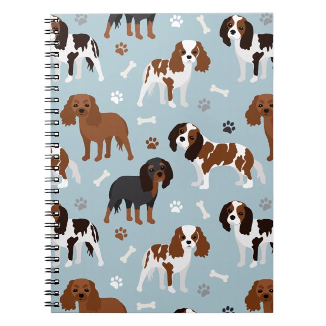 Cavalier King Charles Spaniel Paws and Bones Notebook (Front)