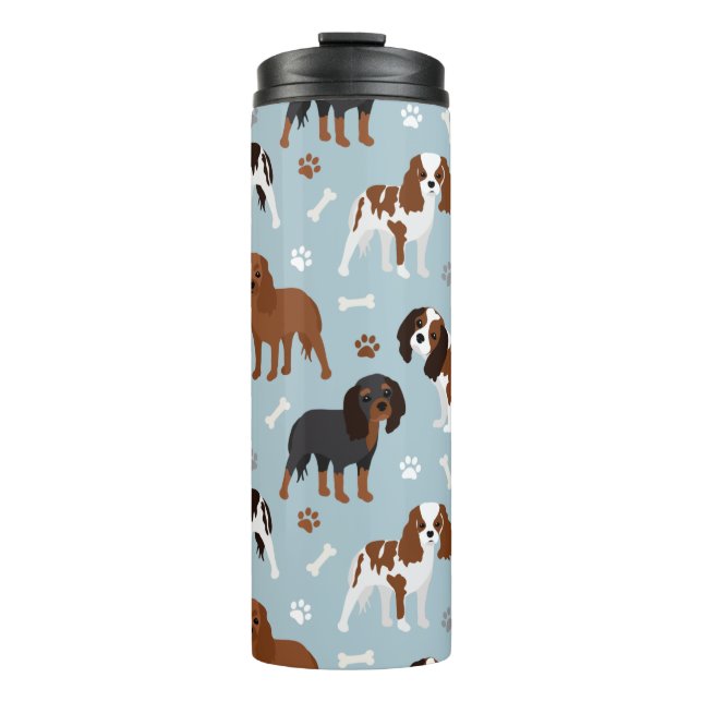 Cavalier King Charles Spaniel Paws and Bones Thermal Tumbler (Front)