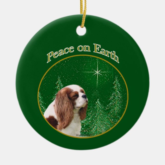Cavalier King Charles Spaniel Peace Ceramic Tree Decoration (Front)