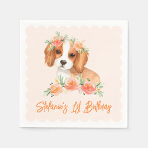 Cavalier King Charles Spaniel Peach Dog Birthday Napkin