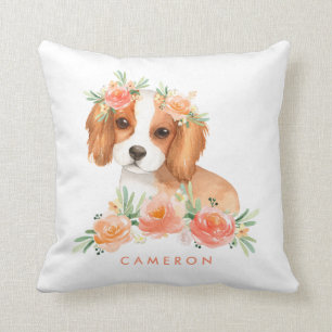 Cavalier King Charles Spaniel Peach Floral Nursery Cushion