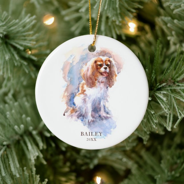 Cavalier King Charles Spaniel Pet Dog Custom Ceramic Tree Decoration (Tree)