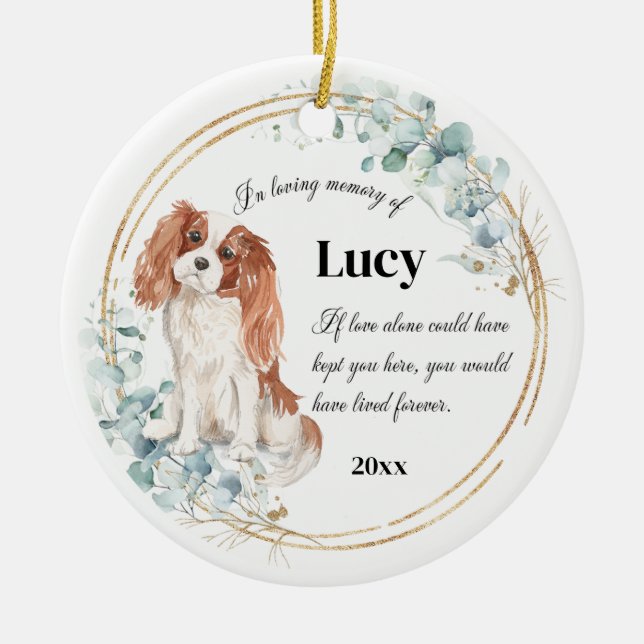 Cavalier King Charles Spaniel Pet Memorial Ceramic Tree Decoration (Front)