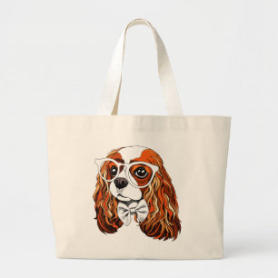 Cavalier King Charles Spaniel Portrait Large Tote Bag