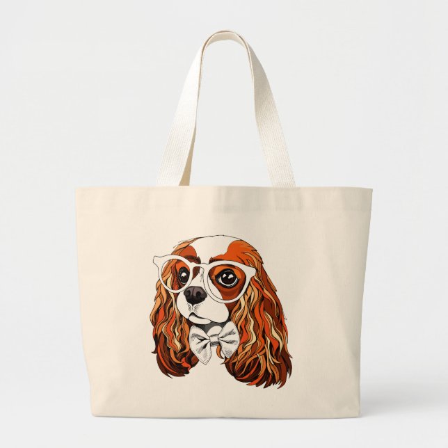 Cavalier King Charles Spaniel Portrait Large Tote Bag (Front)
