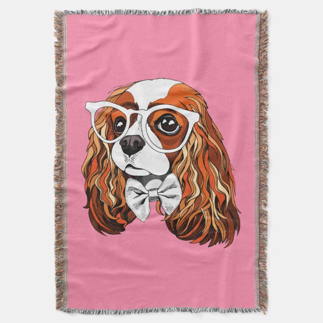 Cavalier King Charles Spaniel Portrait Throw Blanket (Front Vertical)