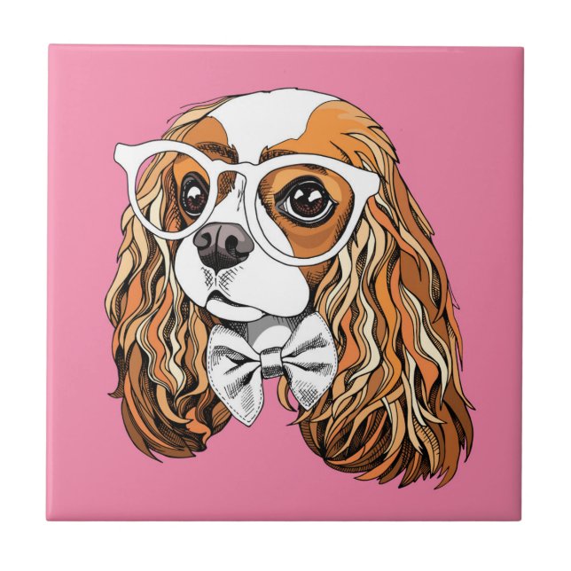 Cavalier King Charles Spaniel Portrait Tile (Front)