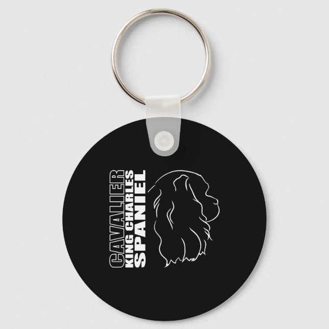 Cavalier King Charles Spaniel Profile dog mum   Key Ring (Front)