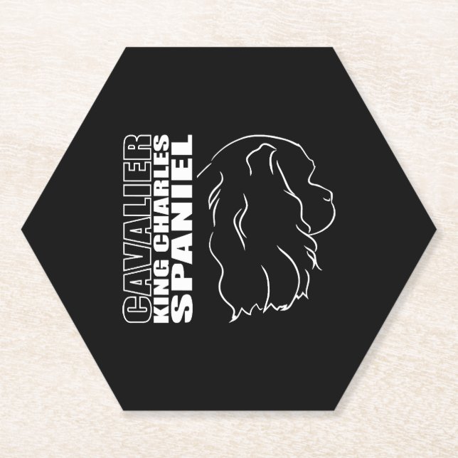 Cavalier King Charles Spaniel Profile dog mum   Paper Coaster (Front)