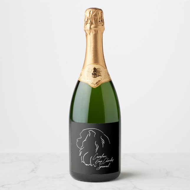 Cavalier King Charles Spaniel Profile dog mum Sparkling Wine Label (Front)
