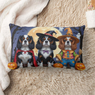 Cavalier King Charles Spaniel  Pumpkin Halloween Lumbar Cushion