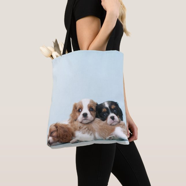 Cavalier King Charles Spaniel Puppies Tote Bag (Close Up)