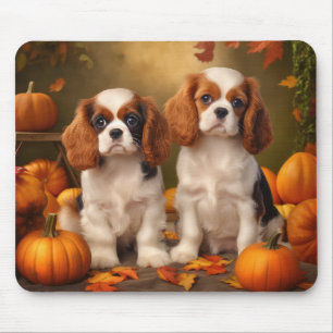Cavalier King Charles Spaniel Puppy Autumn Pumpkin Mouse Mat
