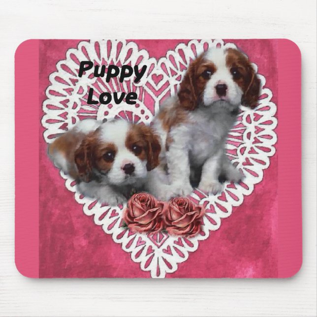Cavalier King Charles Spaniel Puppy Love Mouse Mat (Front)