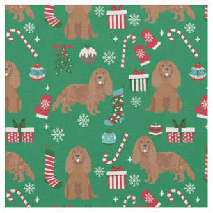 Cavalier King Charles Spaniel ruby christmas Fabric