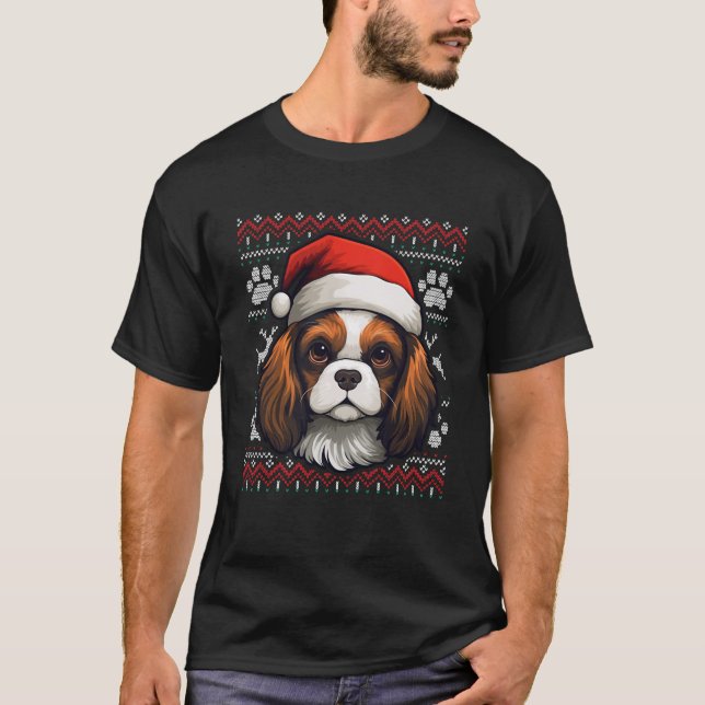 Cavalier King Charles Spaniel Santa Hat Christmas  T-Shirt (Front)